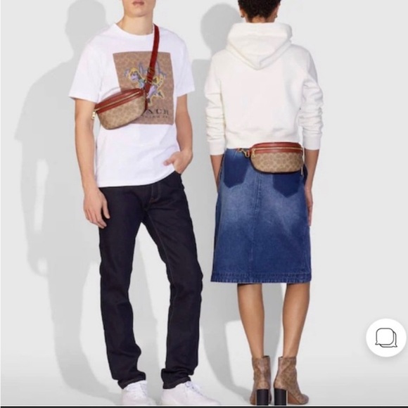 Coach Belt Bag Coated Canvas Signature Monogram Tan Rust Fanny Pack 39937 - Picture 5 of 16